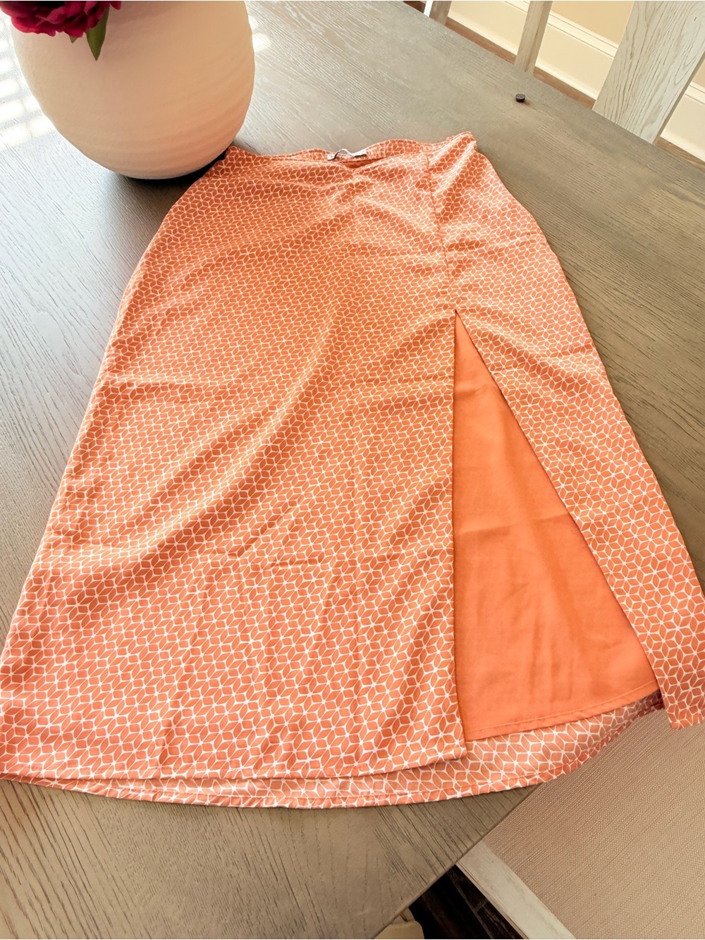 Abercrombie & Fitch Geometric Midi Skirt with Front Slit